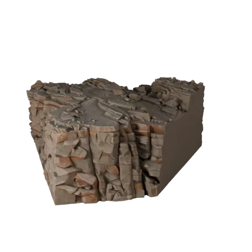 Rocky Canyon Pass High Poly 3D model, close-up cinematic environment render, showing layered soil, dune ridges.