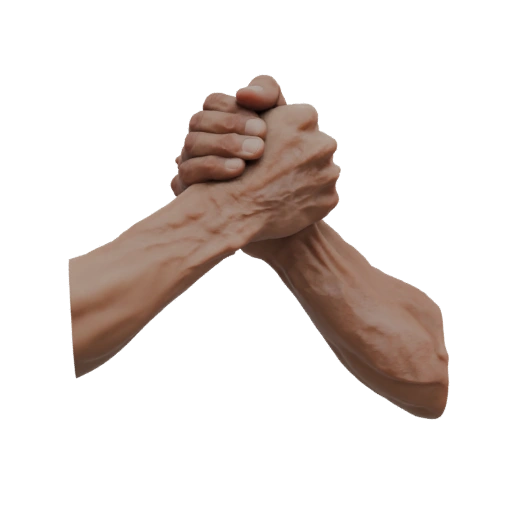 Arm Wrestling Match - Muscular vs. Slender Hands 3D Model