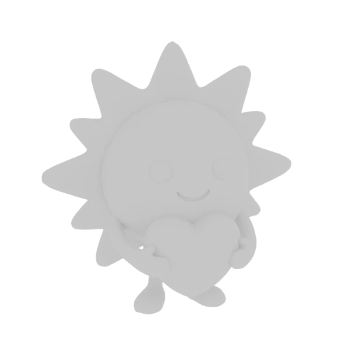 Cute Sun Character Holding Heart 3D Model
