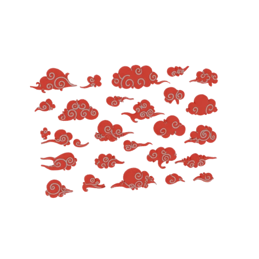 Red Asian Clouds Set