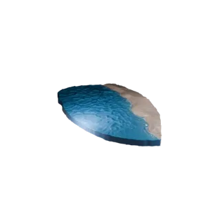 Stylized Water Spring Realistic 3D model, three-quarter environment render, showing wet stone, water edges.