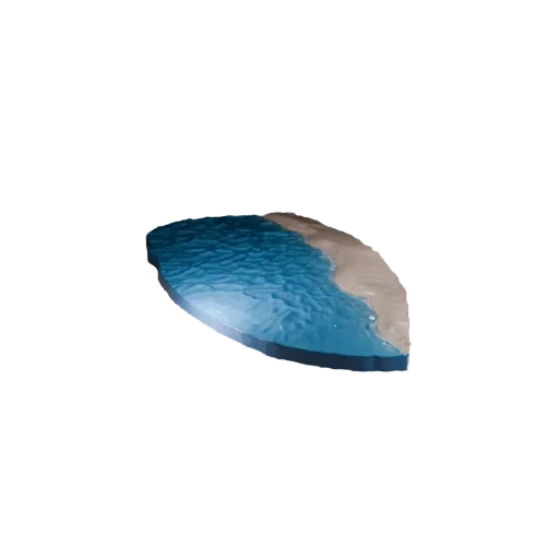 Manantial de Agua Estilizado Modelo 3D Realista, renderizado de entorno a tres cuartos, mostrando piedra mojada, bordes de ag
