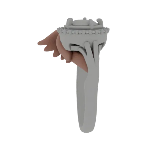 Halo Ring render detail 3D model, perspective studio render, highlighting ring form and finish detail.