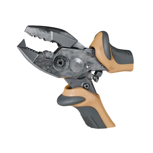 Precision Pliers 3D model, side profile view, technical viewport render, showing painted metal, clear grip zones.