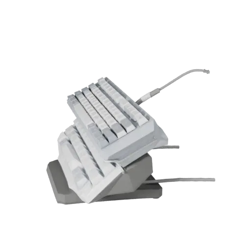 Wireless Mechanical Keyboard Low Poly 3D model, game viewport three-quarter view, showing plastic shells, desktop scale.