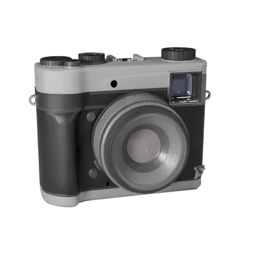 Cinema Instant Camera Modular 3D model, isometric modular kit view, showing textured grips, lens barrels.