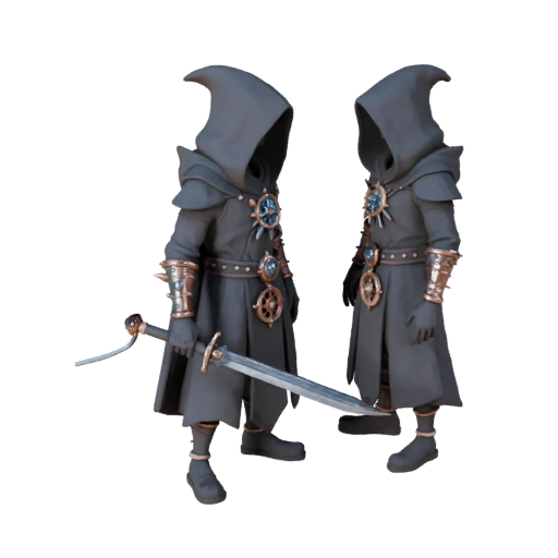 Modelo de Personagem Cultista Inimigo Dark Fantasy Assault - Rigado