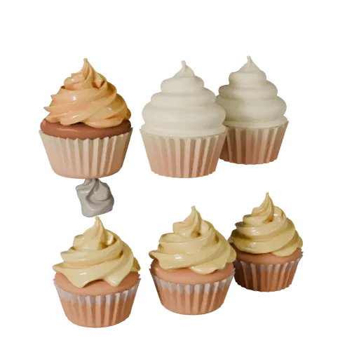 Bakery Cupcake 3D model, three-quarter front view, AR viewer studio render, showing cream, sweet food silhouette.