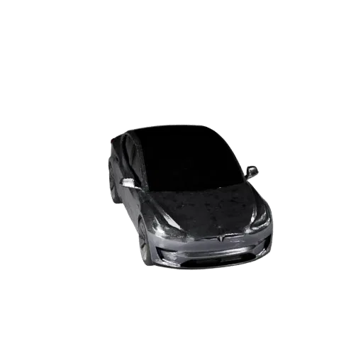 Modello 3D di berlina elettrica, vista studio a tre quarti, asset veicolare pronto per l'animazione con linee della carrozzer