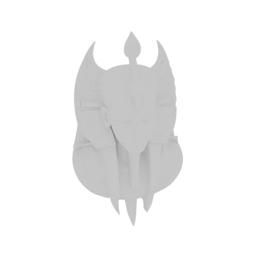 3D model render of an Egyptian Pharaoh bust with a white Nemes headdress, facing forward against a white background.