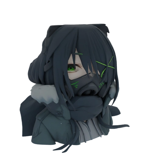 Anime Gas Mask Girl Bust 3D Model