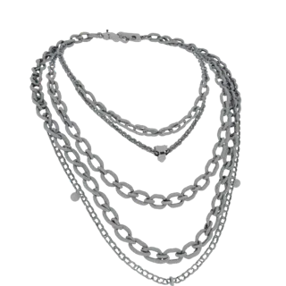 Modelo 3D coleccionable detallado de Collar de Cadena en Capas, toma de perfil de estudio, resaltando la forma y el detalle d