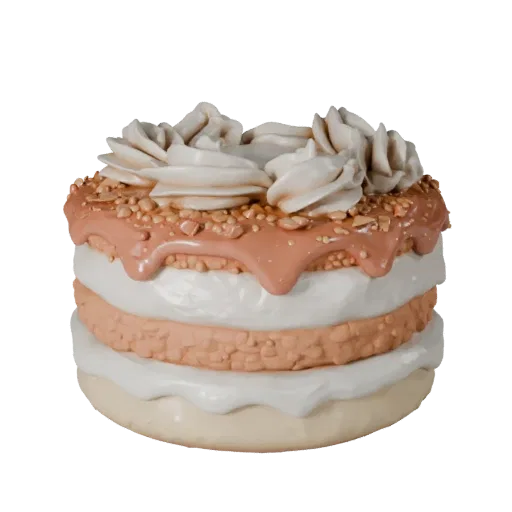 Mini Layer Cake Realistic 3D model, three-quarter studio render, showing cream, sweet food silhouette.