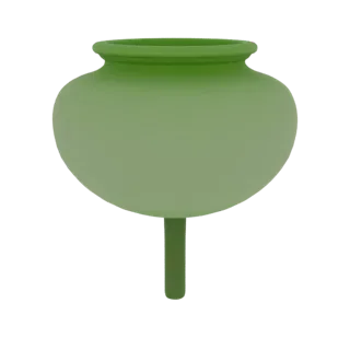 3D model of Bowl of Hygieia in green on a slender pedestal, symbolizing medicine and health.
