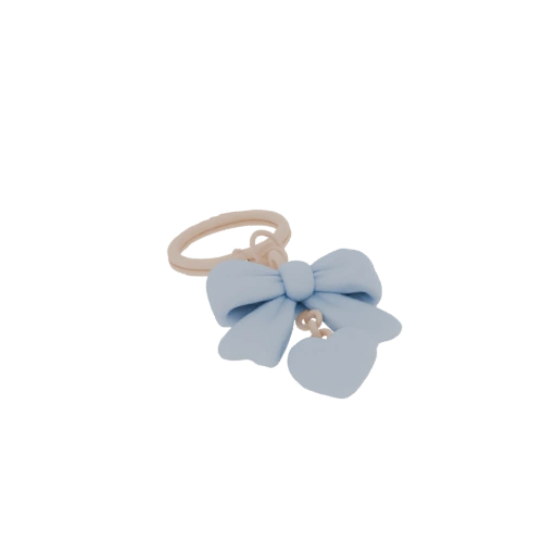 Blue Bow and Heart Keychain Charm