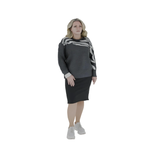 Woman in Sweater and Skirt