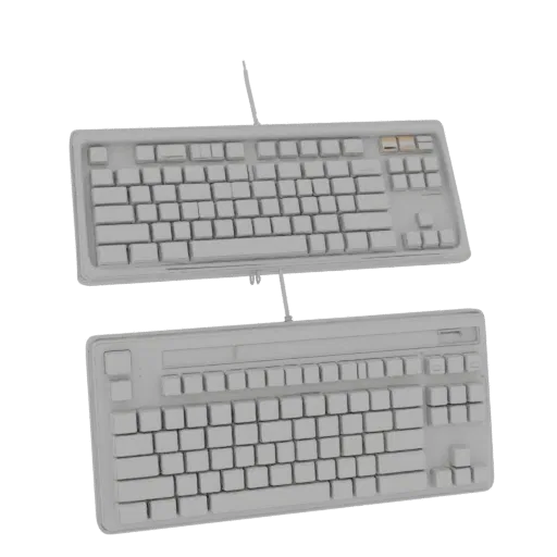 Minimal Keyboard Printable 3D model, isometric STL render, showing plastic, desk-scale silhouettes.