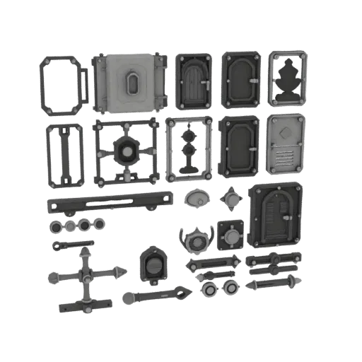 Dungeon Pressure Plate Printable 3D model, isometric STL render, showing metal hinges, clear interaction affordances.