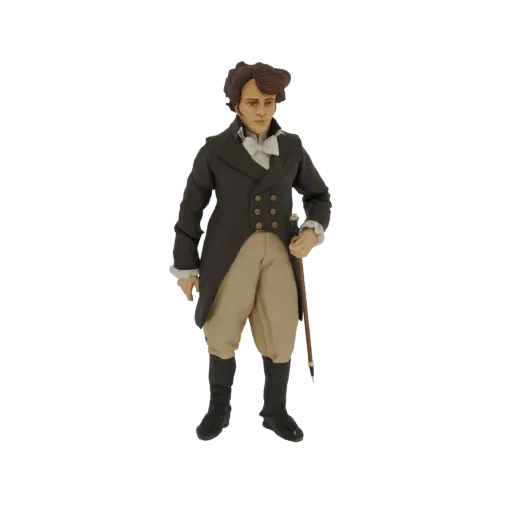 3D model of a Victorian gentleman in a dark tailcoat and breeches, holding a cane.