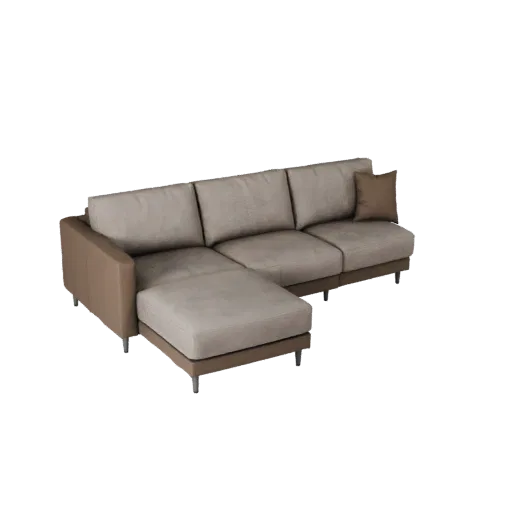 Sectional Sofa Product Viz 3D model, living room, three-quarter studio product render, woven fabric detail.