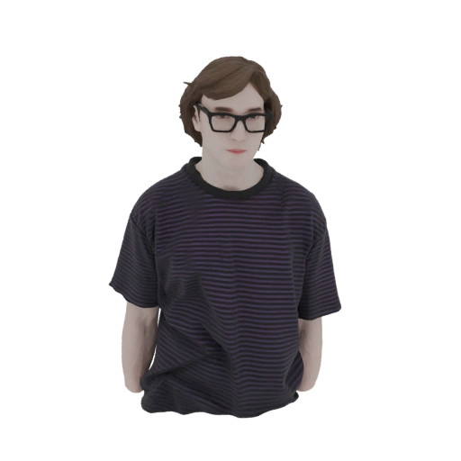 Young Person with Glasses and Striped Shirt 3D Model