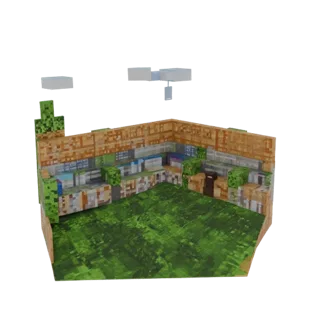 3D model of Minecraft Paradise PvP Arena with stands and green field