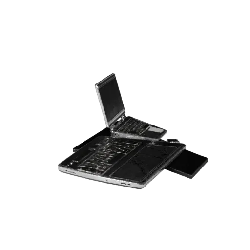 Business Portable Workstation Modular 3D model, isometric modular kit view, showing brushed metal, open lid angle.