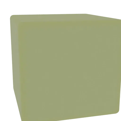 Modelo 3D de cubo simples verde claro em fundo branco