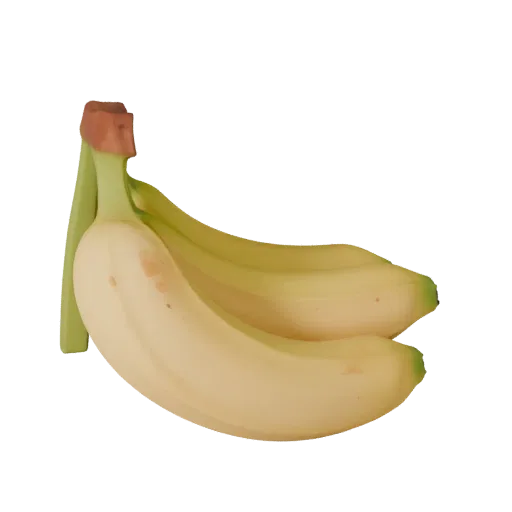 Market Banana Bunch Realistic 3D model, three-quarter studio render, showing skin pores, recognizable fruit forms.