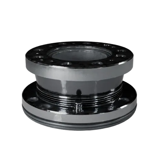 Machined Pipe Flange Modular 3D model, isometric modular kit view, showing machined metal, precise part geometry.