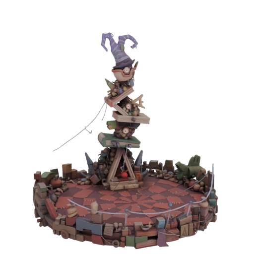 Whimsical Wizard's Tower of Books and Oddities