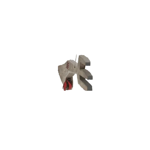 3D model of a grey concrete barrier with a section broken open to reveal red electrical cables.