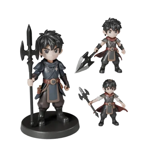 Adventure Figurine realistic 3D model preview showing pose, three-quarter scene view, toy proportion and material detail