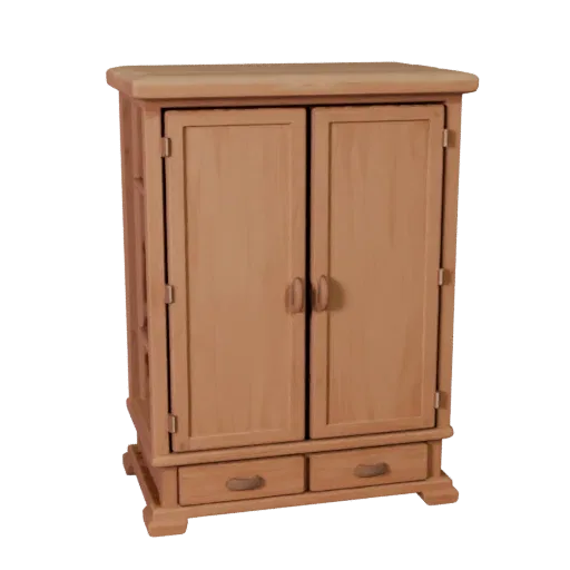 Wall Mounted Wardrobe Stylized 3D model, bedroom, stylized isometric render, painted wood detail.
