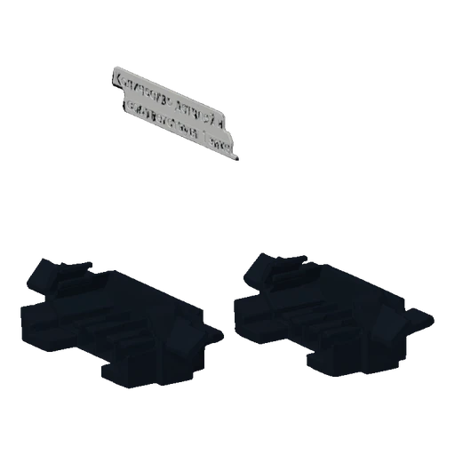 Renderização 3D de dois módulos de esteira industrial cinza escuro, mostrando seu design interligável e estrutura interna det