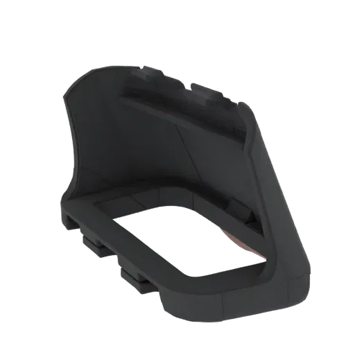 Modèle 3D de garniture de ventilation automobile noire, montrant son design détaillé et sa finition noir mat.
