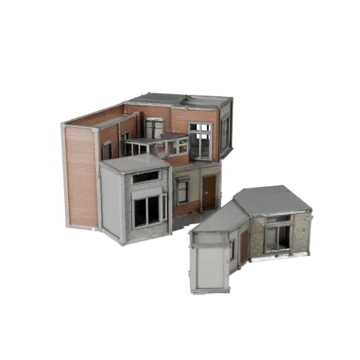 Modular House Kit Blender-ready 3D model, Blender studio render view, showing modular building kit materials and architectural detail