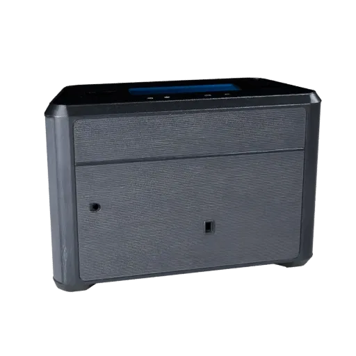 Modelo 3D de alta poligonización de Altavoz Inteligente Retro, interior de hogar, render de estudio en primer plano, detalle