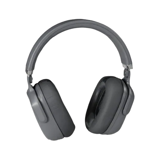 Studio Noise Canceling Headset 3D model, three-quarter studio product render, showing soft ear pads, form detail.