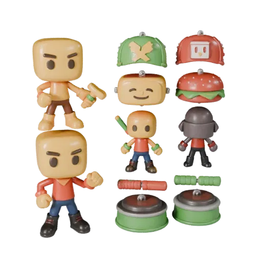 Anteprima del modello 3D kit modulare Mascotte Cibo Sportivo che mostra posa, vista top-down kitbash, espressione e superfici