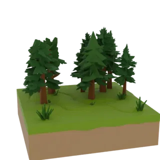 Temperate Forest Biome Printable 3D model, isometric tabletop STL render, showing terrain layers, terrain detail.