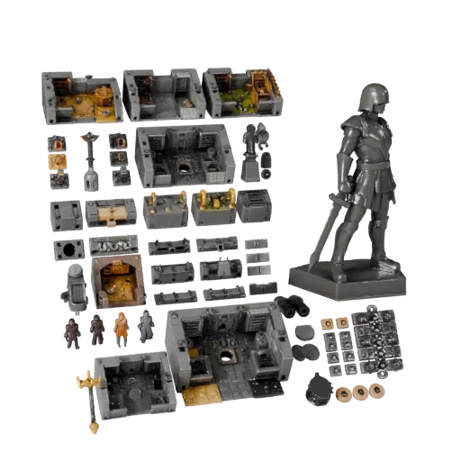 Dungeon Toy Photo Set modular kit 3D model preview showing layered parts, top-down kitbash view, depth and display scale