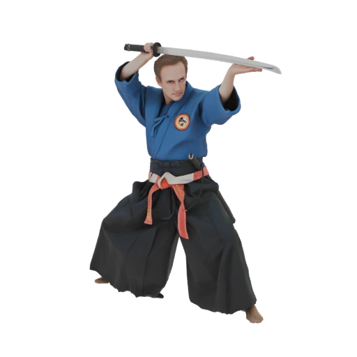 Martial Artist with Katana 3D Model