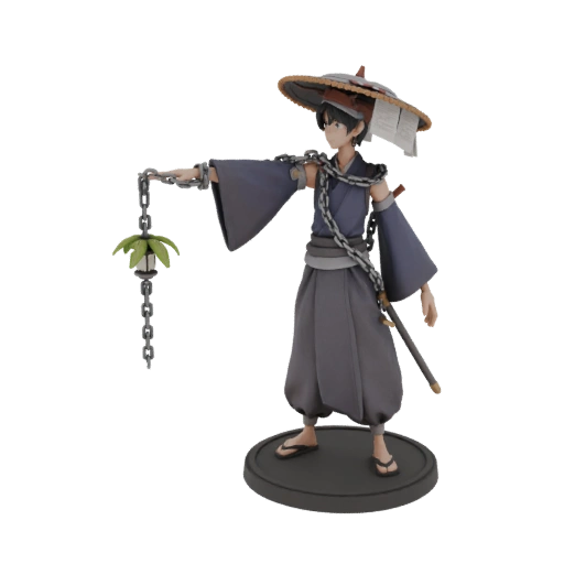 Samurai Figure with Lantern and Chains