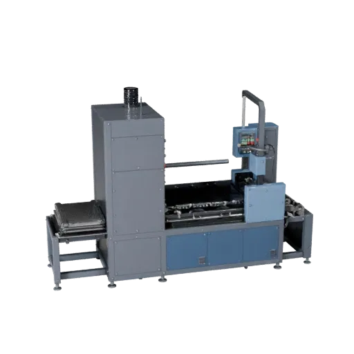 Packaging Packing Machine Realistic 3D model, three-quarter studio render, showing painted steel, machine stations.
