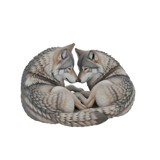 Yin Yang Wolves Sculpture