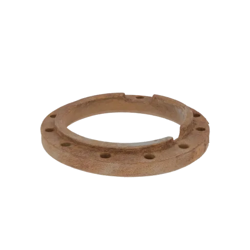 A close-up 3D render of a circular, rusty metal flange ring with visible bolt holes and textured corrosion.