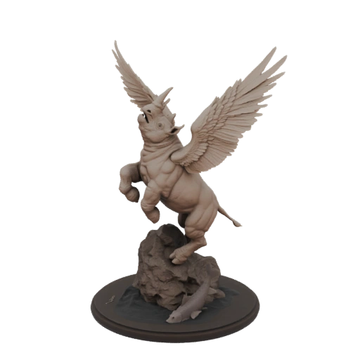 Winged Rhinoceros Sculpture