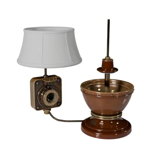 Ceramic Pendant Lamp High Poly 3D model, home interior, close-up studio render, metal detail.