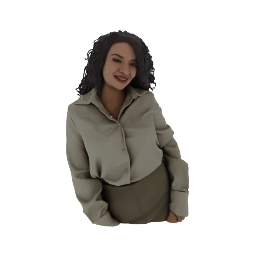 Woman in Blouse and Skirt